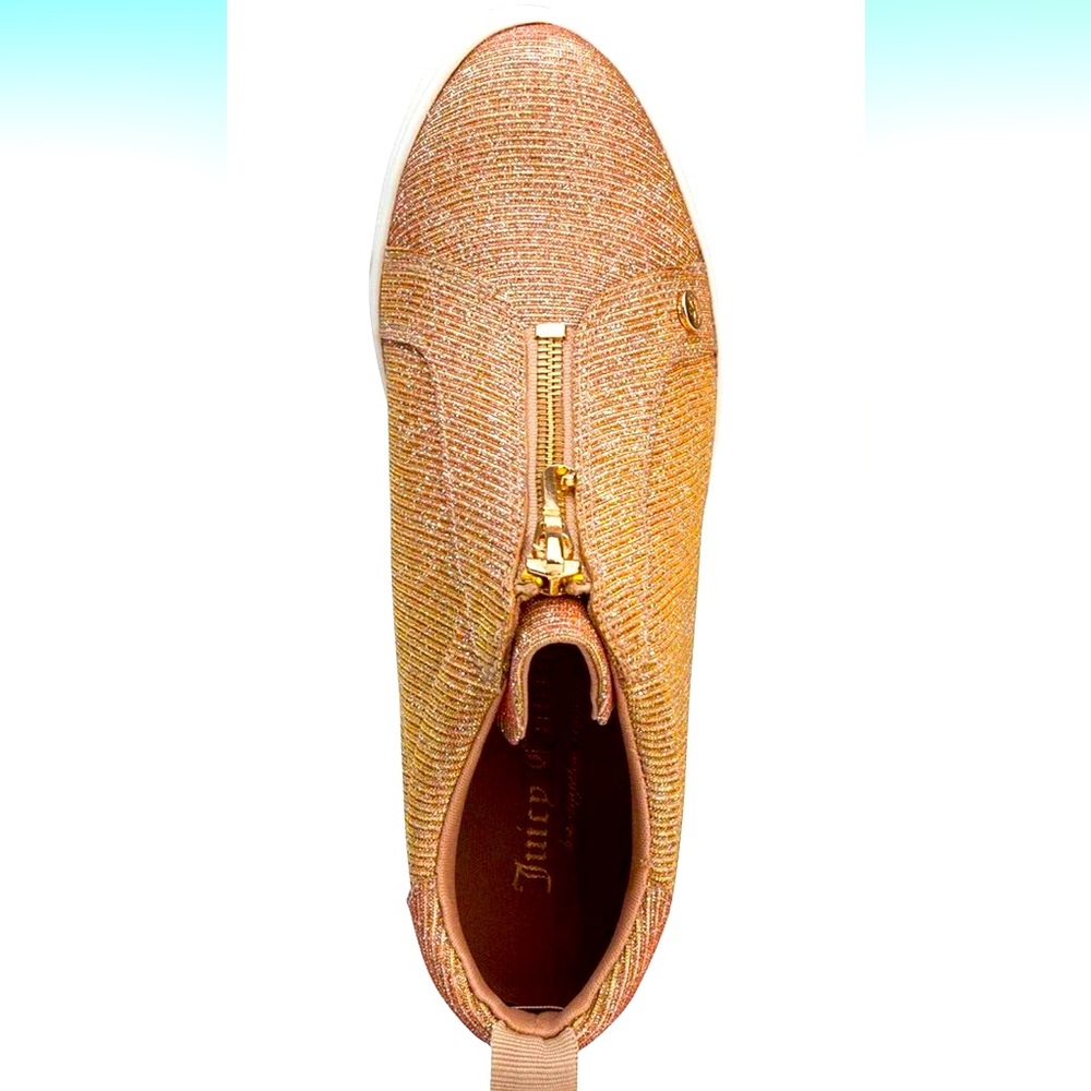 Juicy couture high top Journey sneakers wedge boots in rose gold Sz 6.5 or 37